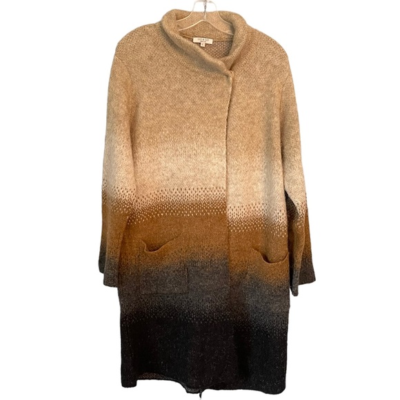 Gio&Gio Sweaters - Gio & Gio Made In Italy Mohair Wool Blend Cardigan Beige To Black Ombre Size L